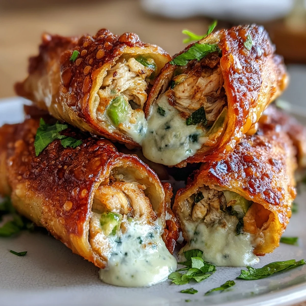 Crispy Mini Chicken Chimis With Cream Cheese