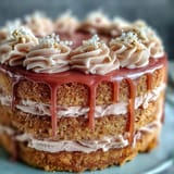 A beautifully frosted Bridal Shower Rosé Velvet Cake awaits festive celebration with guests.