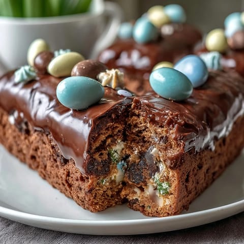 Chewy Cadbury Egg Cookie Bars with pastel M&Ms, perfect for spring celebrations or Easter dessert platters.