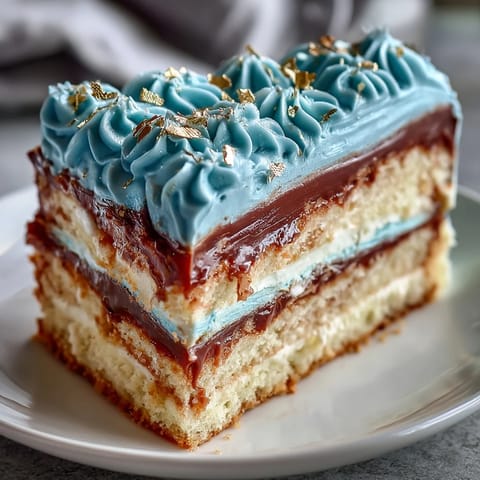 Striking graduation cake for boys featuring deep blue ombre layers, smooth buttercream, and shimmering gold leaf accents.