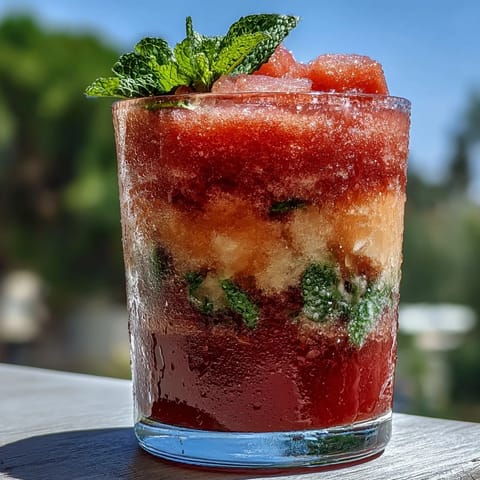 Refreshing frozen watermelon lemonade slushie, perfectly blended with a bright, tangy citrus zest.
