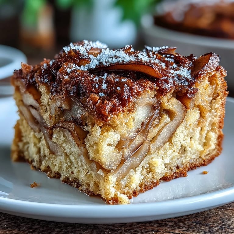 A rustic Baked Apple Cake, cinnamon-sugar topping on a moist cake, delightful brunch dish.