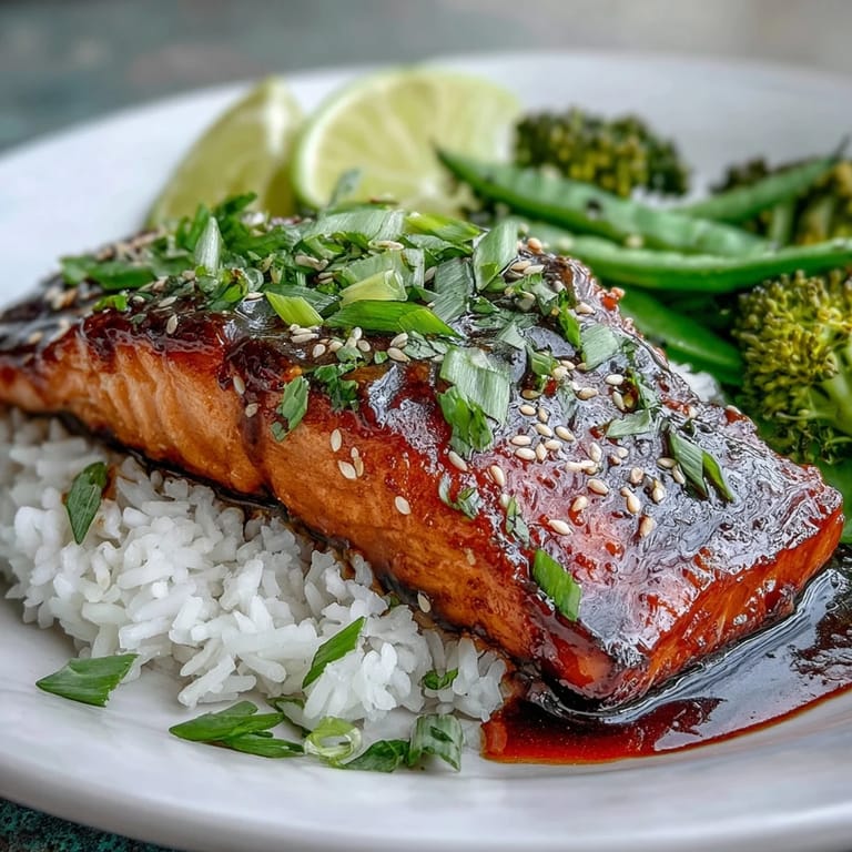 Delectable Maple Soy Glazed Salmon, perfectly flaky over vibrant, steamed vegetables.