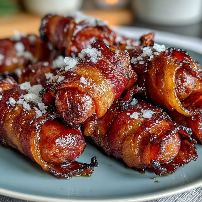 Sweet and savory bacon-wrapped smokies served warm with toothpicks for easy grabbing.