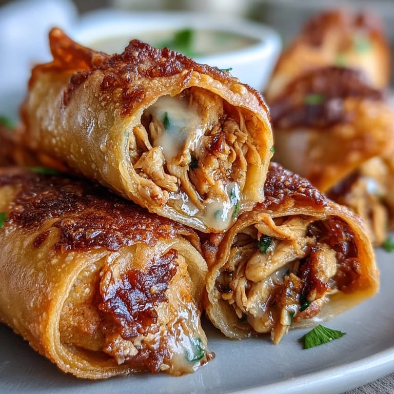 A close-up of golden, bite-sized mini chicken chimis filled with creamy jalapeño cheese and garnished with cilantro.