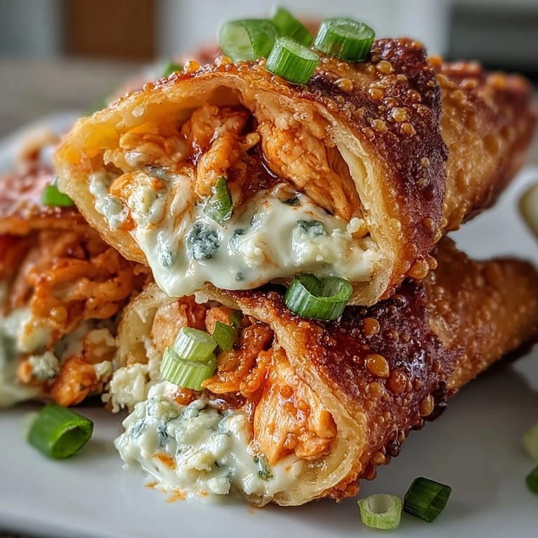 Twelve golden-brown Buffalo Chicken Egg Rolls drain on paper towels next to crunchy celery and carrot sticks.