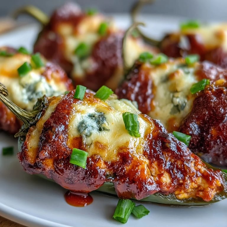 Four Buffalo Wing Poppers with extra drizzle, served alongside crisp celery sticks for dipping.