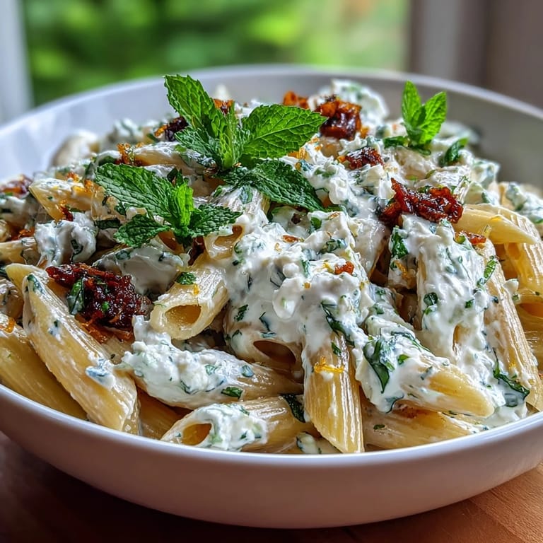 Vibrant spring pasta with sweet peas, ricotta cheese, and fresh mint, perfect for a quick vegetarian meal.
