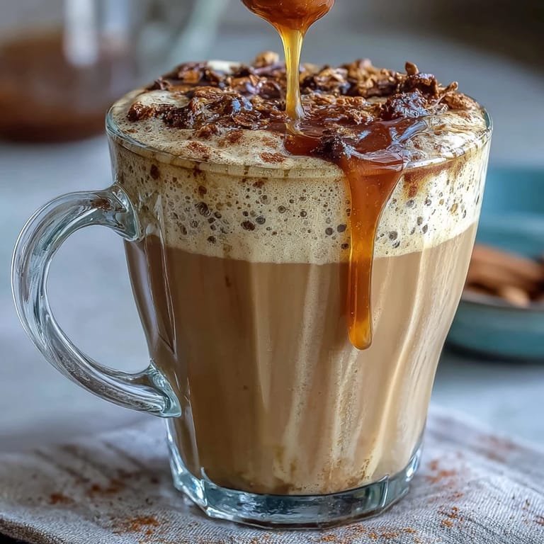 Warm and soothing dandelion tea latte with oat milk, sweetened with honey for a naturally comforting drink.