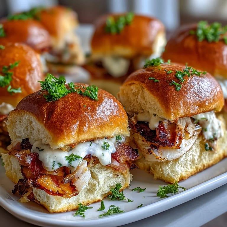 Savory turkey and bacon sliders on soft brioche rolls, smothered in rich Gruyère-Parmesan Mornay sauce, baked for a bubbly, golden finish.