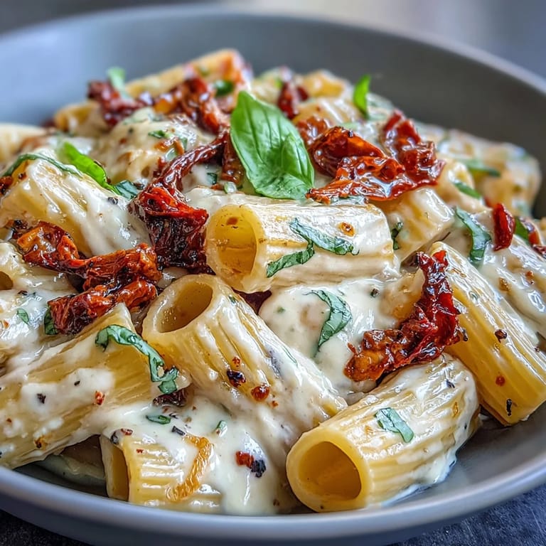 Velvety Marry Me Pasta served in a skillet, featuring sun-dried tomatoes, garlic, and a luscious cream sauce.