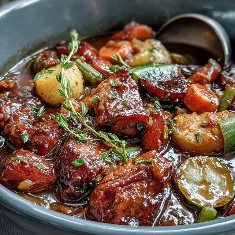 Rich and savory Kentucky Derby Burgoo Stew, slow-simmered until flavors meld, served hot with crusty bread on the side.