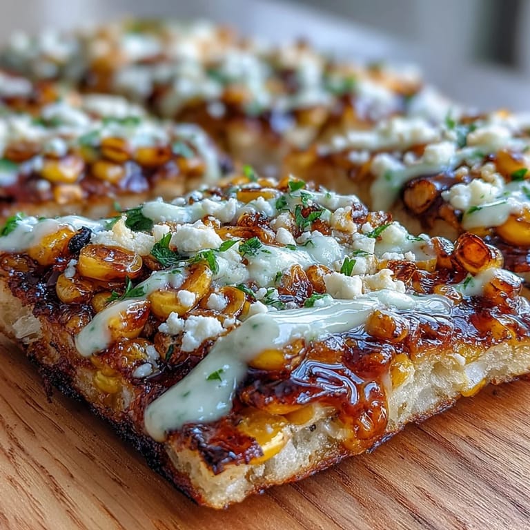 Mexican street corn flatbread with smoky paprika, fresh cilantro, and zesty lime wedges for serving.  