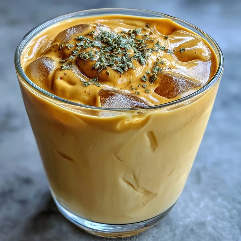 Creamy Mango Lassi Smoothie with cardamom, a vibrant Indian drink topping.