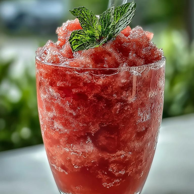 Vibrant no-sugar-added watermelon lemonade slushie bursting with sweet summer fruit goodness.