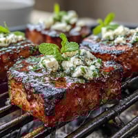 Grilled Watermelon Salad with Feta and Mint: Juicy watermelon wedges char-grilled to perfection, topped with creamy feta and fresh mint.