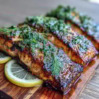 Cedar Plank Salmon with Lemon Dill, smoky and tender, grilled to perfection with fresh herbs and citrus zest.