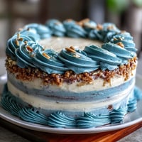 Elegant dark blue and gold ombre layer cake, perfect for celebrating a graduation milestone with rich vanilla buttercream frosting.