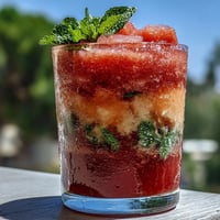 Refreshing frozen watermelon lemonade slushie, perfectly blended with a bright, tangy citrus zest.